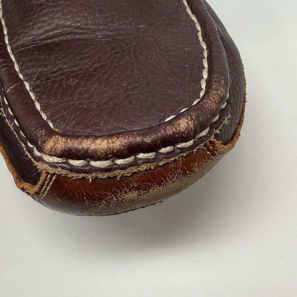 Cabelas Oil Tanned Leather Slippers Mens 9 M Sherpa Lined Moccasin Loafers - Picture 5 of 16